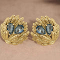Huitan Blue Cubic Zirconia Geometric Stud Earrings for Women