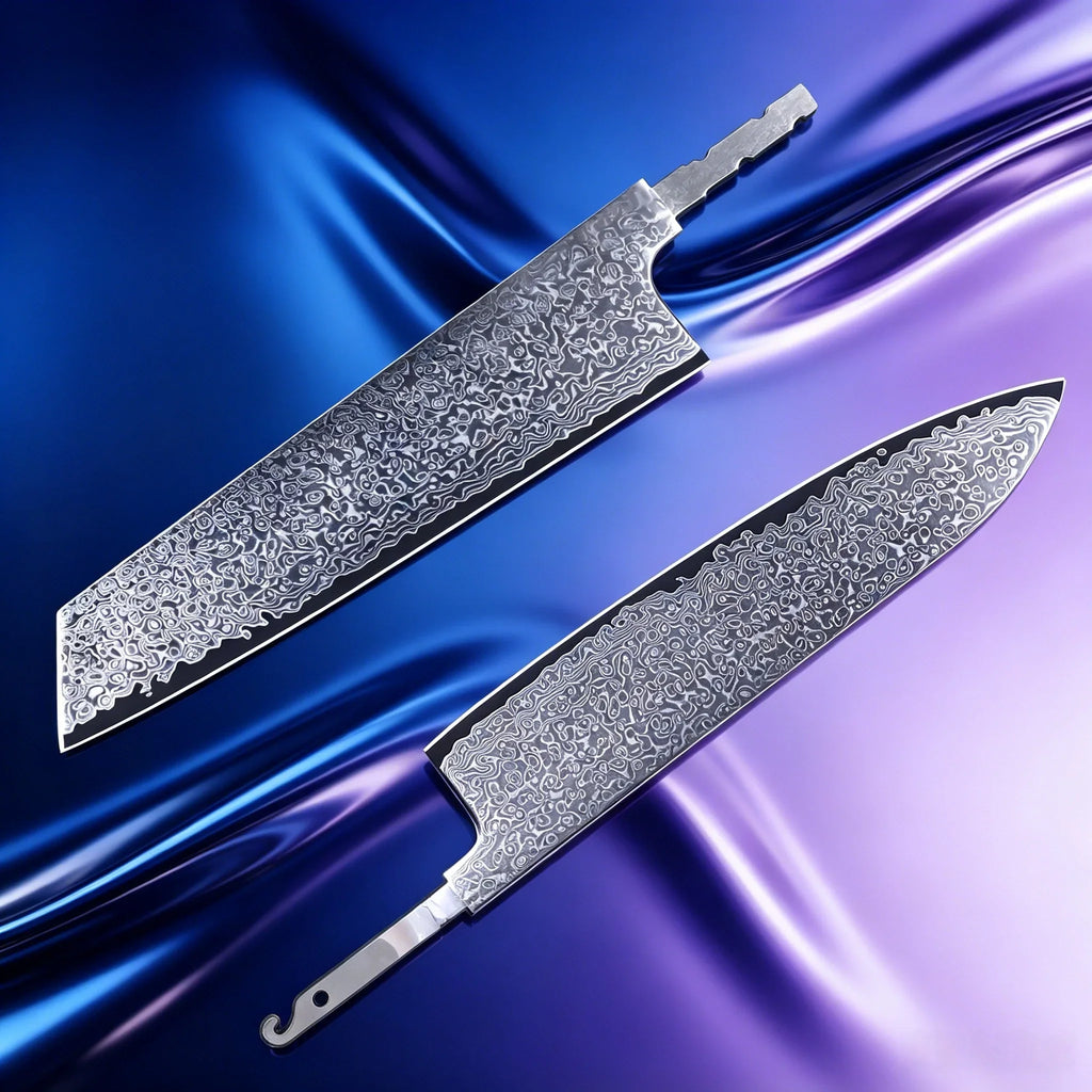 Hand Forged Damascus Steel Chef Knife Blade – 1 or 2 Pcs
