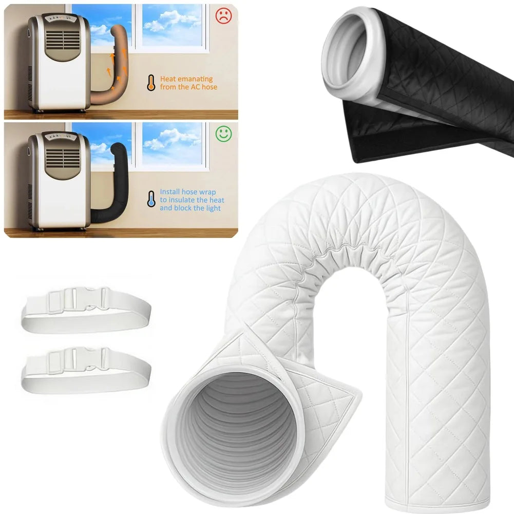 AC Exhaust Hose Cover – Waterproof Insulation Wrap with Straps