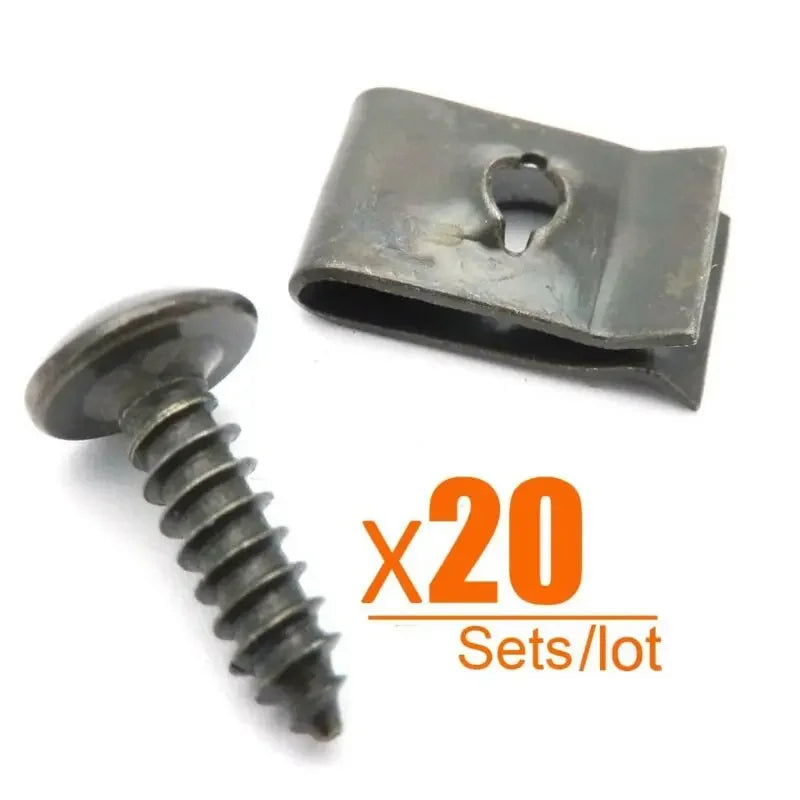 40pcs U-Type Metal Tapping Screw Clips – Car & Motorcycle
