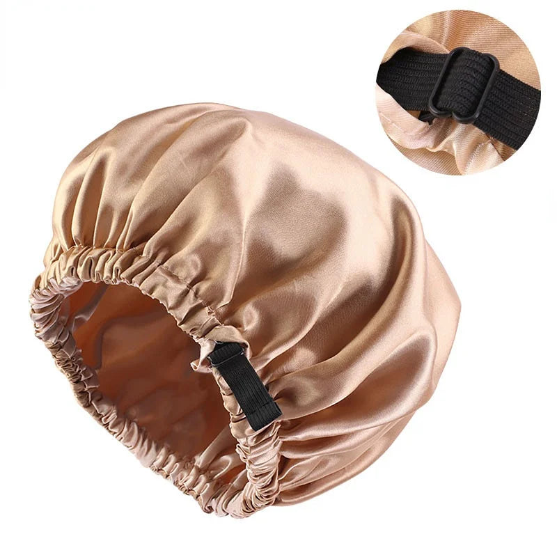 Satin Sleep Hair Cap – Adjustable Night Cap for Women
