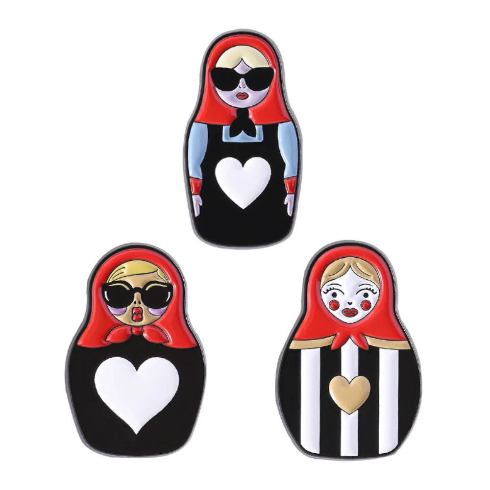 Russian Cultural Costume Collected Enamel Pin Classic Nesting Doll