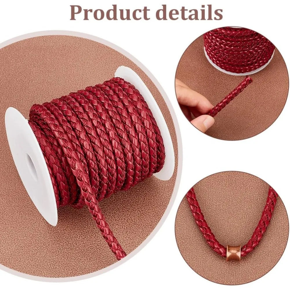 10 Yards Red Braided Leather Cord 5.5mm – DIY Jewelry Rope