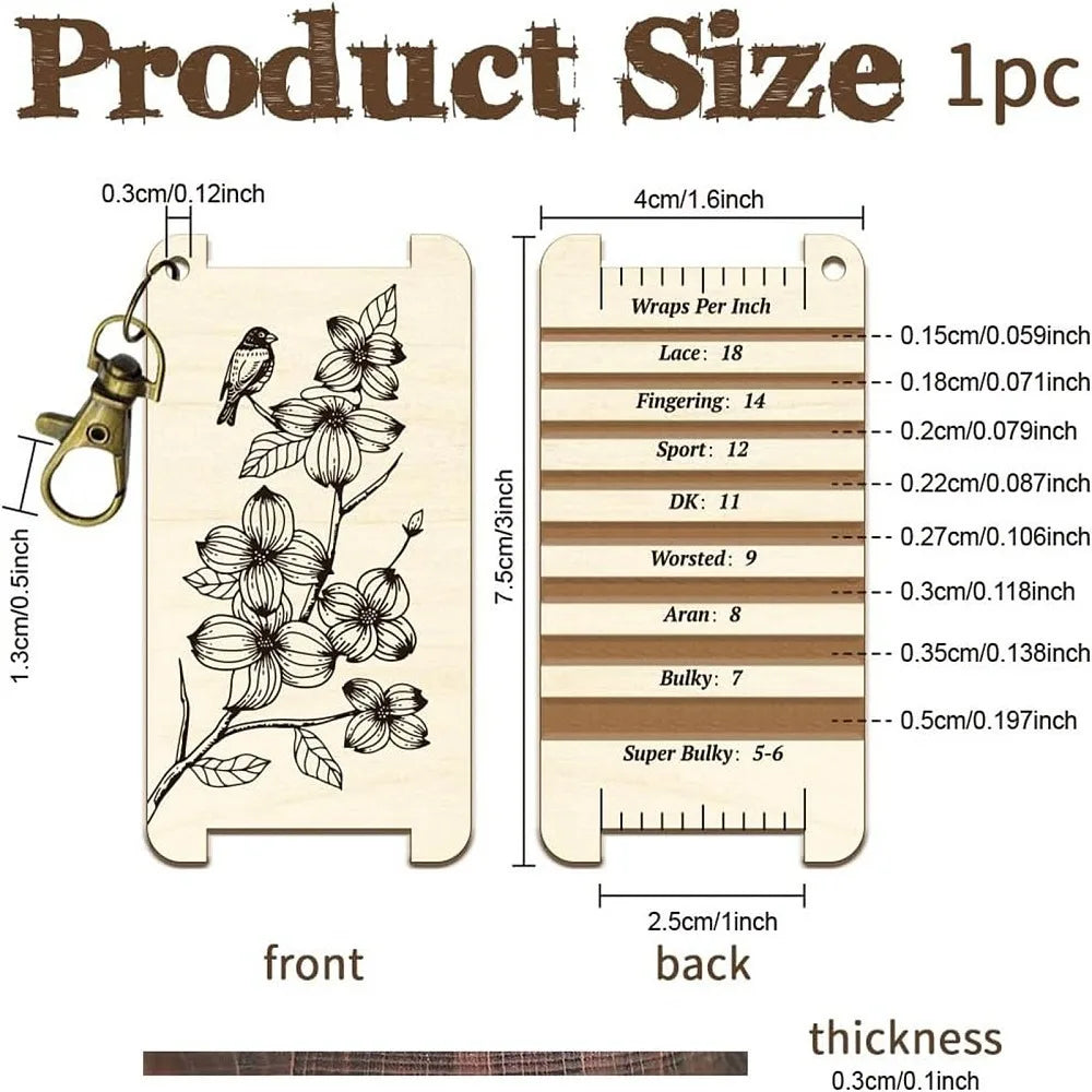 Wooden Knitting Needle Gauge & WPI Ruler – Dogwood Tree