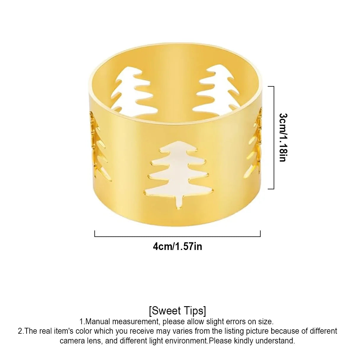 Christmas Napkin Rings Set of 6 – Gold Metal Tree Table Decor