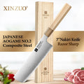 XINZUO 7" Nakiri Knife Aogami No.2 Carbon Steel | Octagonal Handle