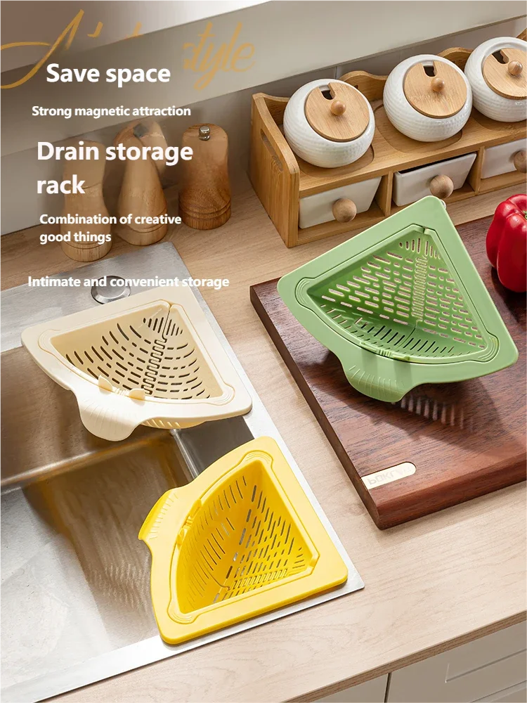 Corner Sink Strainer Basket – Suction Cup, Large Capacity