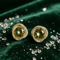 Huitan Green Cubic Zirconia Knot Stud Earrings for Women