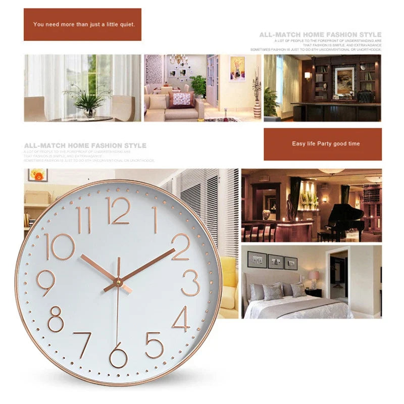 Silent Round Wall Clock | Modern Quartz Home & Office Decor