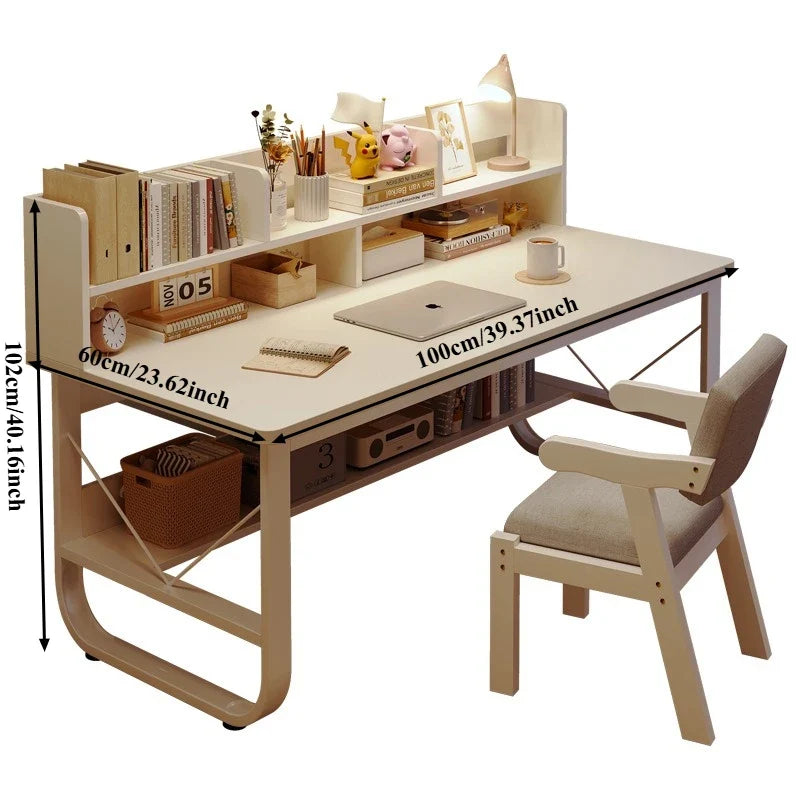 Minimalist Writing Desk with Storage – Metal & Wood Computer Desk