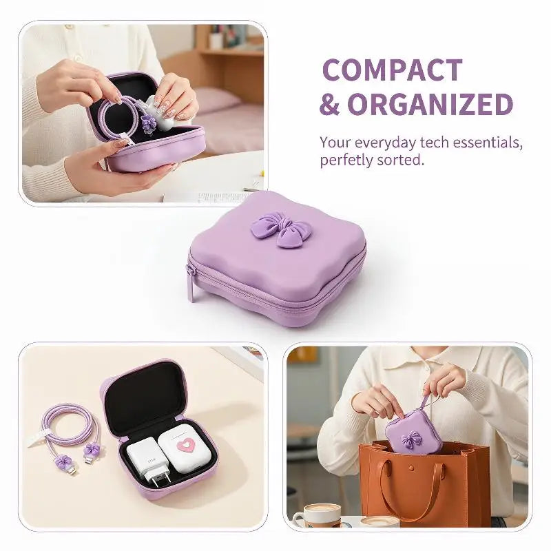 Cute 3D Heart Wave Charger Storage Bag | Travel Organizer