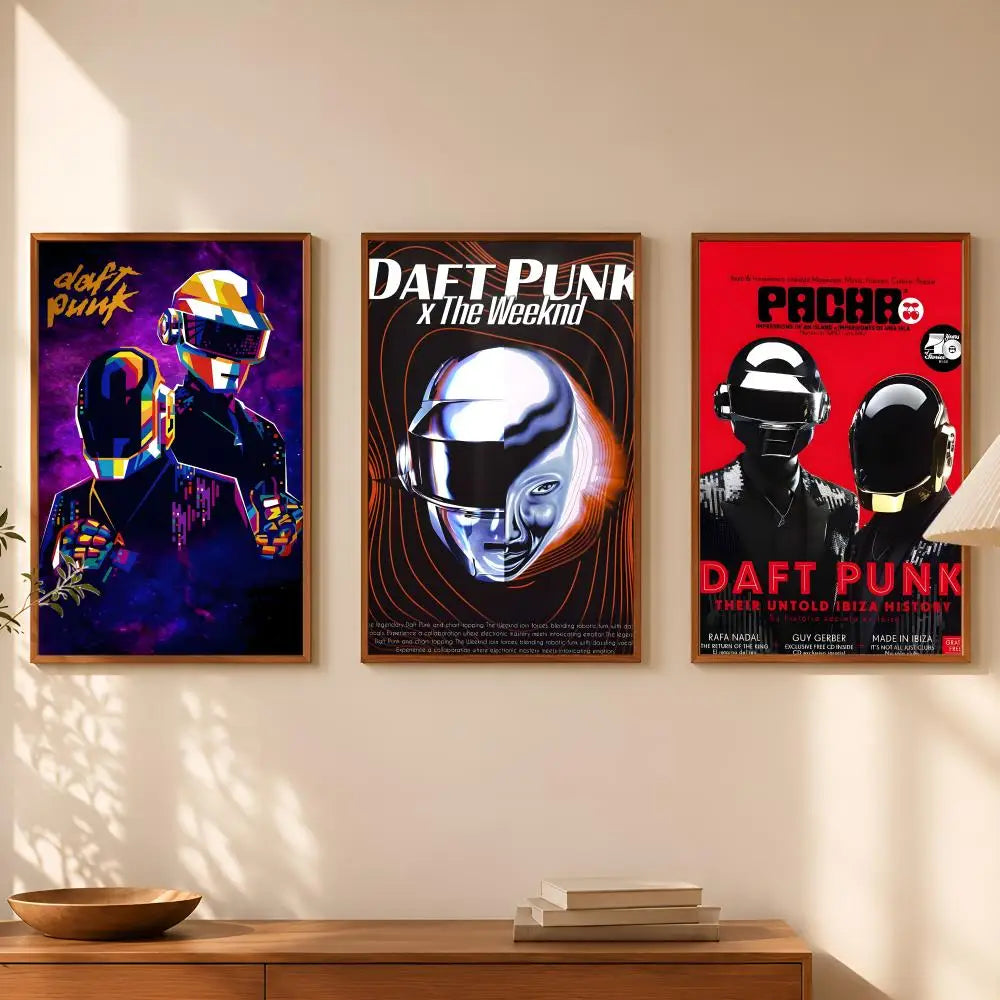 Daft Punk HD PVC Wall Poster – Self-Stick Waterproof Wall Art