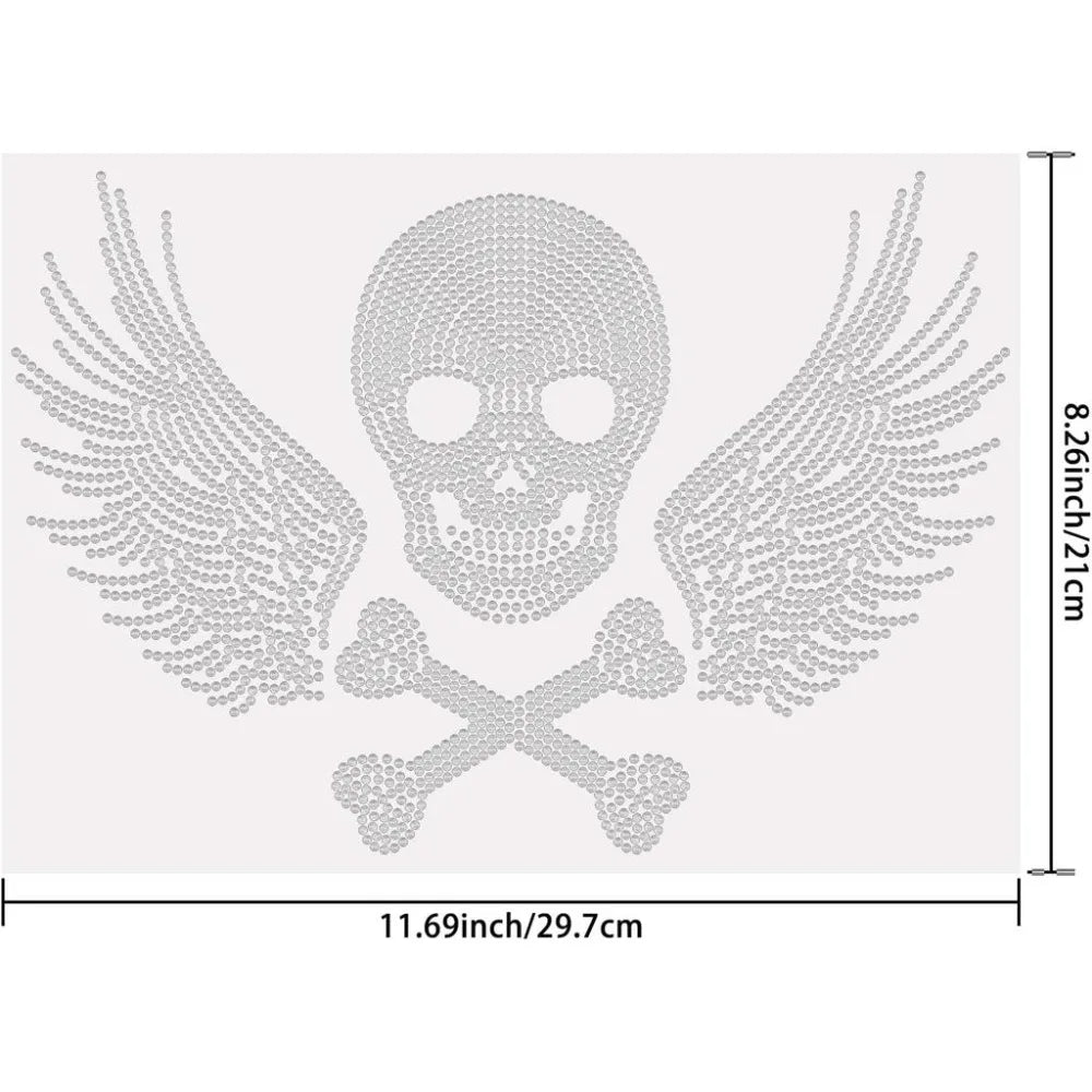 Iron-On Rhinestone Wings Patch – Clear Bling Heat Transfer Appliqué