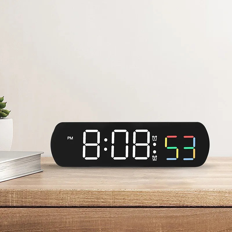 Modern LED Digital Alarm Clock – Voice Control, Jump Seconds