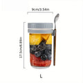 KEMORELA Overnight Oats Glass Cup with Spoon | Mason Tumbler