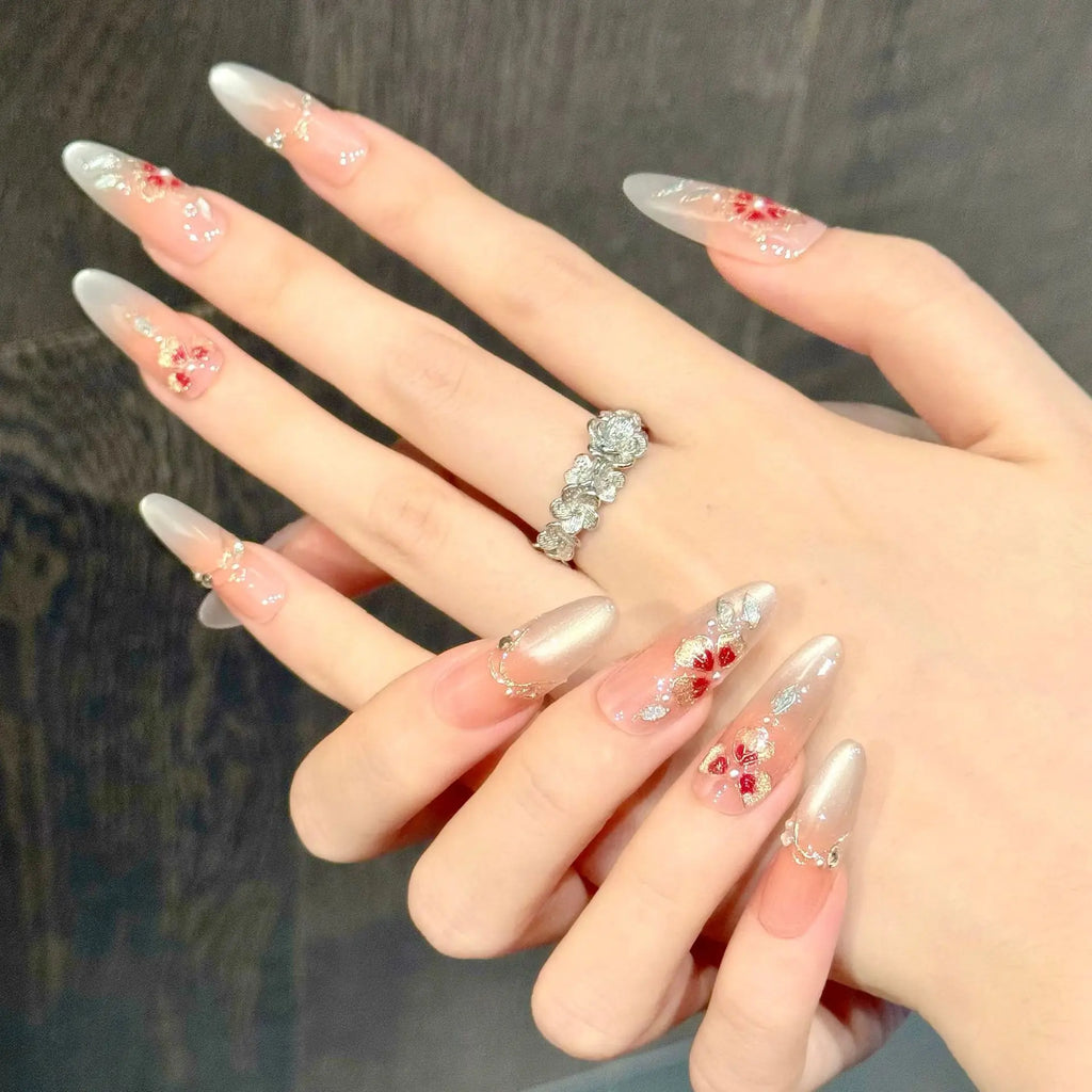 YADORNOS Chinese Style Press On Nails | Cat's Eye Almond 10pc