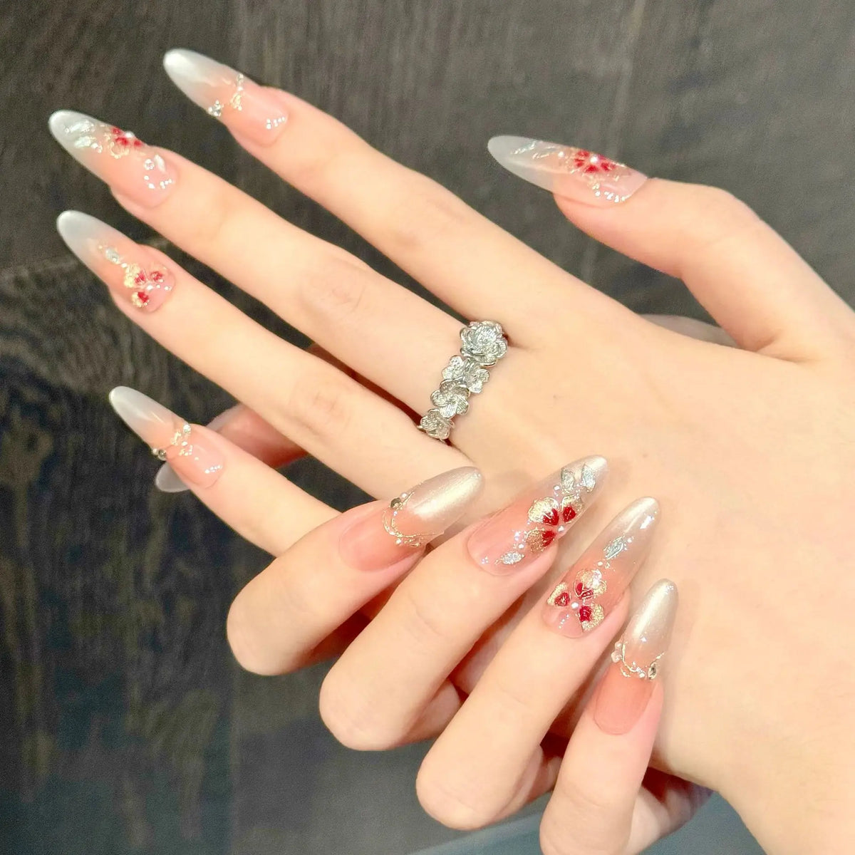 YADORNOS Chinese Style Press On Nails | Cat's Eye Almond 10pc