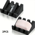 KEMORELA 2-Pack Silicone Self-Draining Soap Dish Tray Set