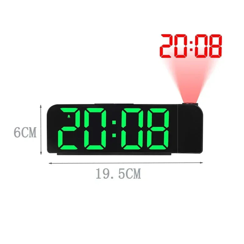 USB Projection Alarm Clock | LED Display, Temperature & Date