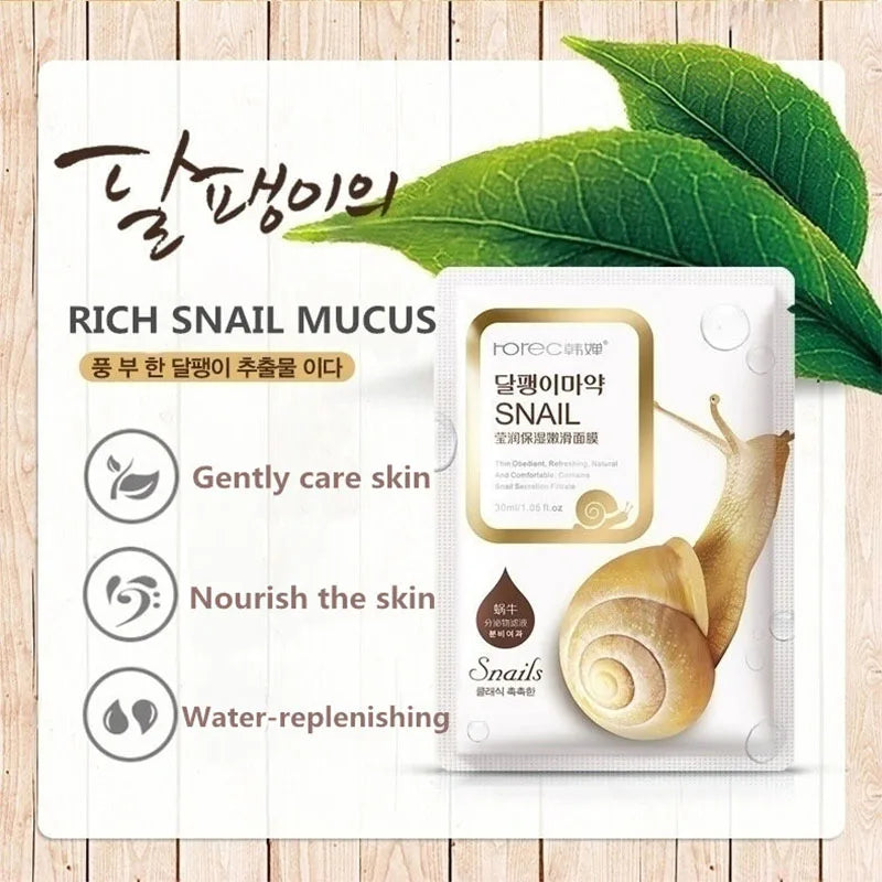 BIOAOUA 20pc Snail Sheet Mask – Anti-Aging, Whitening K-Beauty