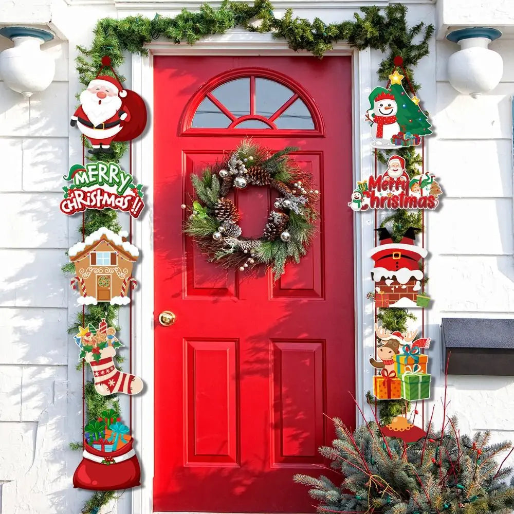 Christmas Door Hanging Banners – Santa & Snowman 10pc Set