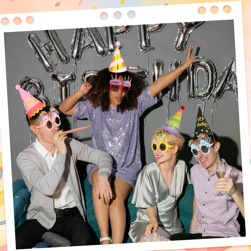 Birthday Party Hat & Novelty Glasses Set – 48-Piece Photo Props