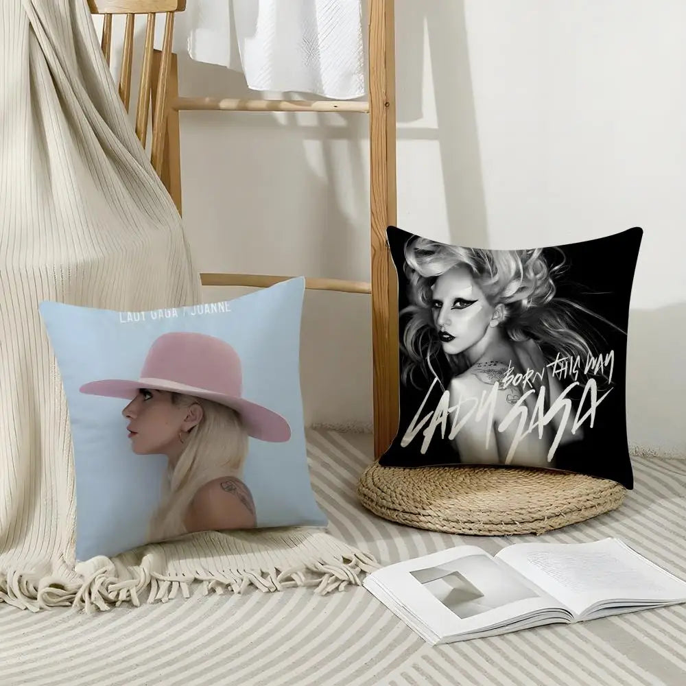 Lady Gaga Linen Cushion Cover | Breathable Pillowcase Hidden Zipper