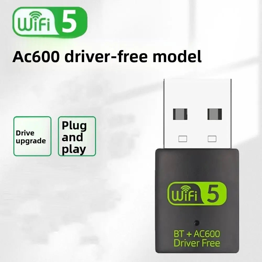 600Mbps Dual Band WiFi & Bluetooth 5.0 USB Adapter – No Driver
