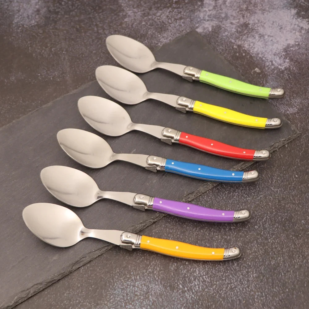 6-Piece Laguiole Stainless Steel Spoon Set – Black & Red