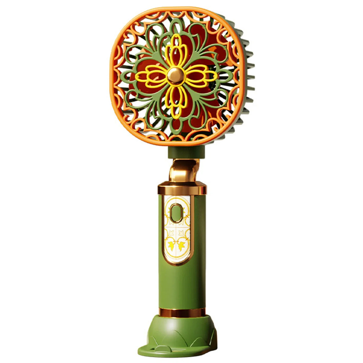 Vintage Floral Handheld Mini Fan – USB Rechargeable, 3 Speeds