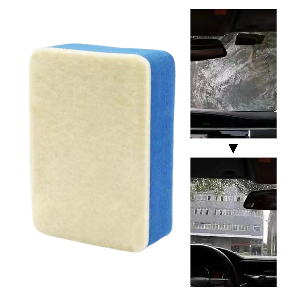 Car Glass Oil Film Cleaning Sponge & Polishing Brush