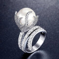 Huitan Imitation Pearl Women's Ring – Elegant Wedding Band