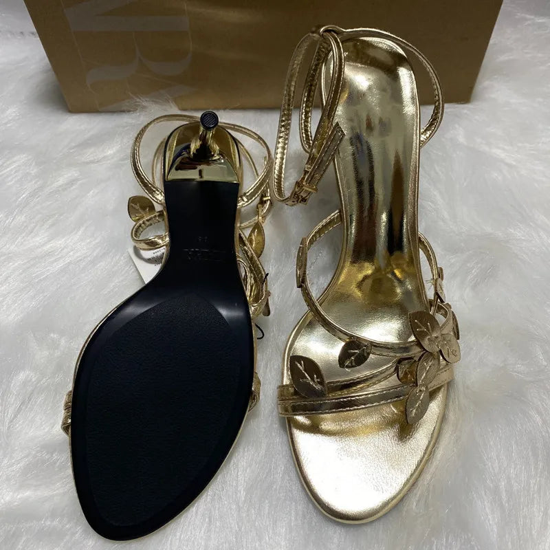 Women's Satin Gladiator Stiletto Sandals – Narrow Band Heels