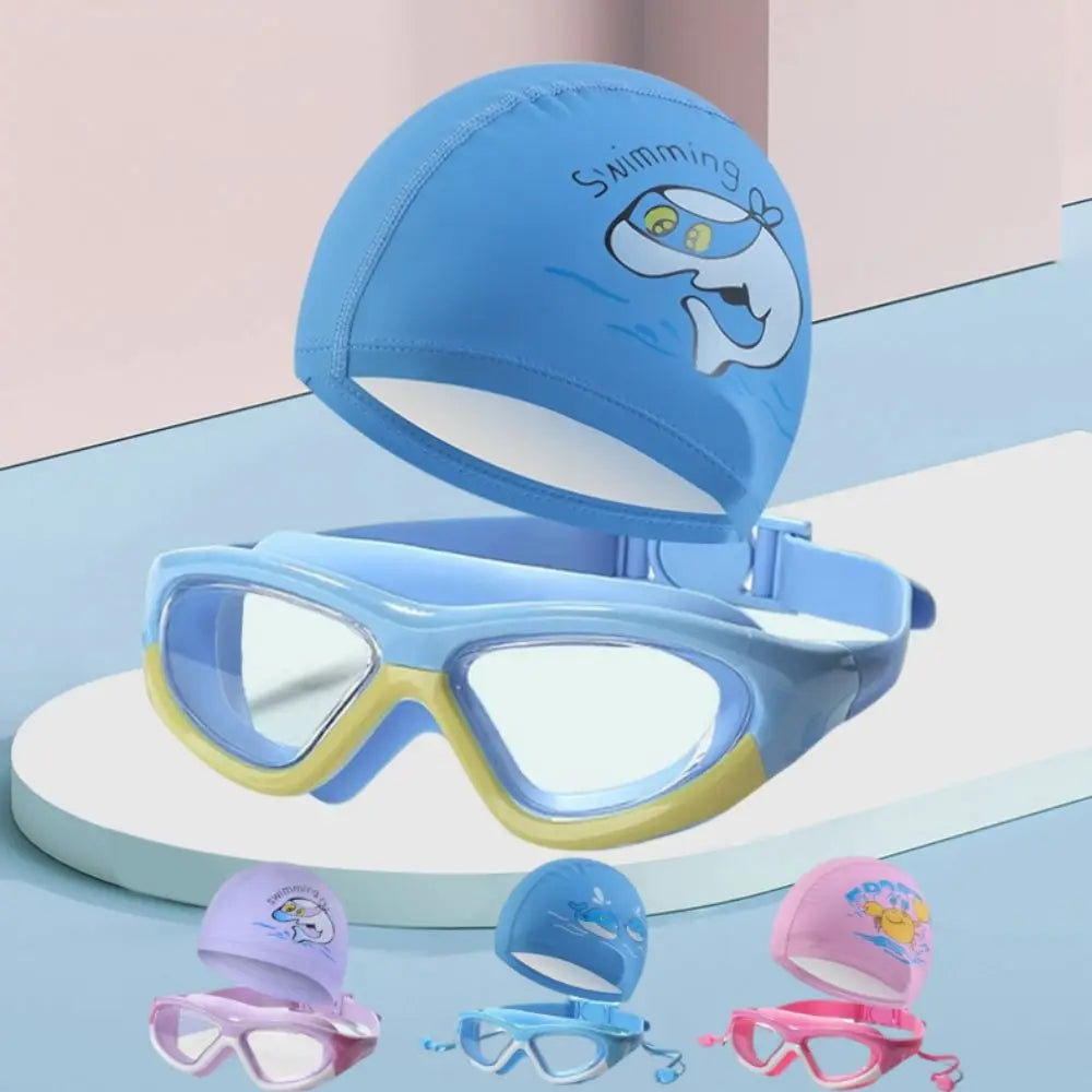 Kids Swimming Cap & Anti-Fog Goggles Set | UV Cartoon