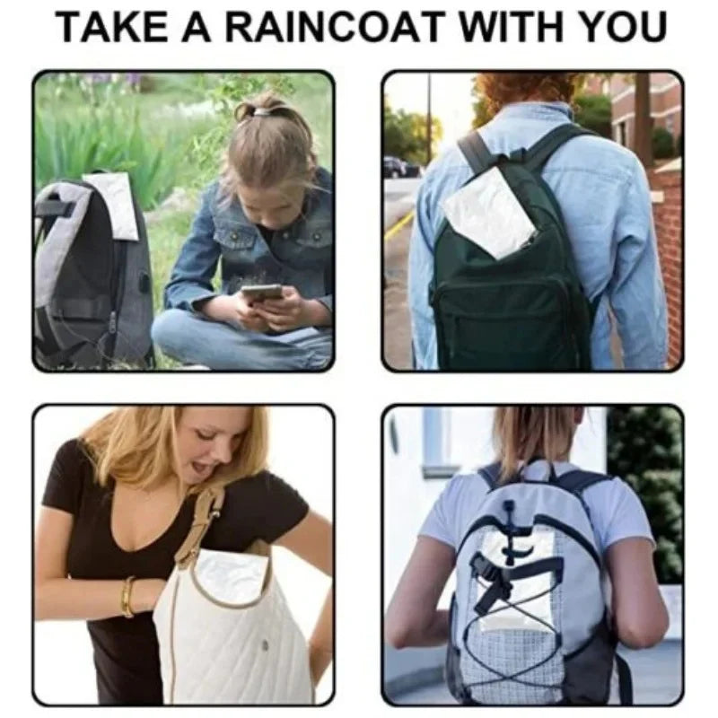 Disposable Waterproof Rain Poncho 6-Pack | Clear Emergency Raincoat