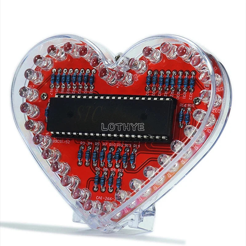 RGB LED Heart DIY Soldering Kit – 32 LED Flow Light Project