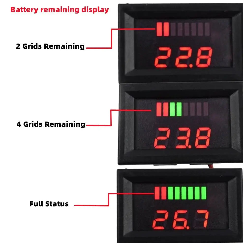 Digital Battery Voltmeter 12V–84V Charge Level Indicator