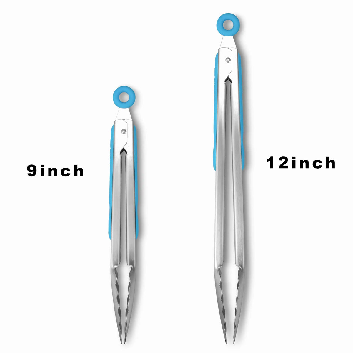 Stainless Steel Silicone Food Tongs 9 & 12 Inch – Set of 2