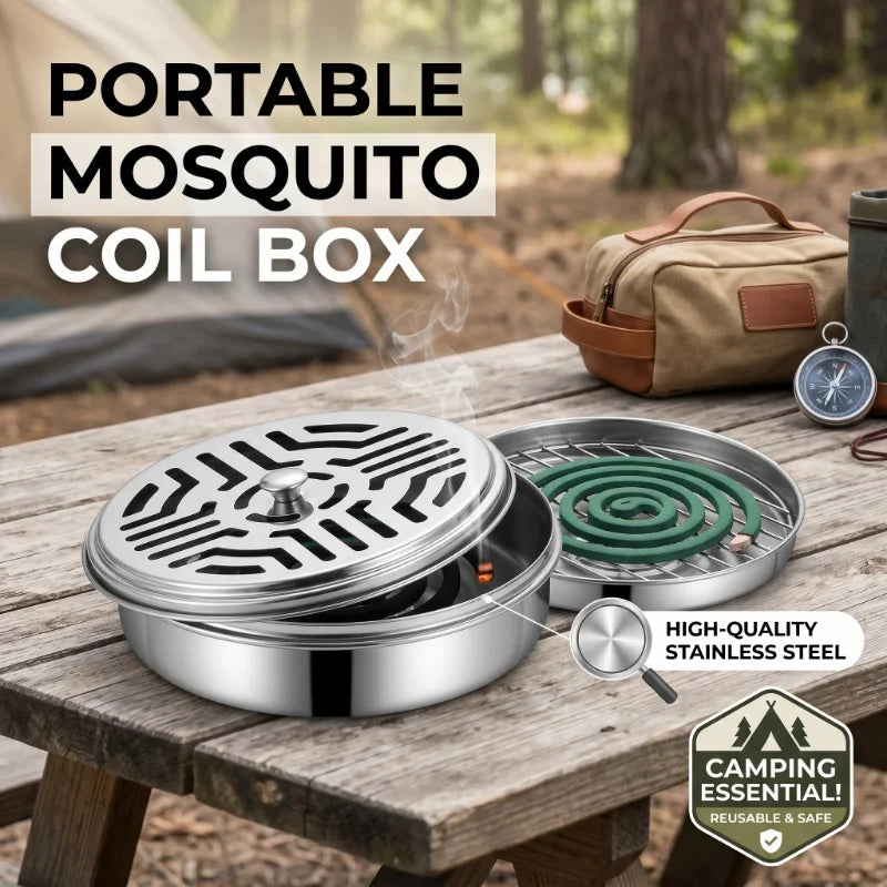 1 Stainless Steel Mosquito Coils Holder Round Tray Cover Easy Clean