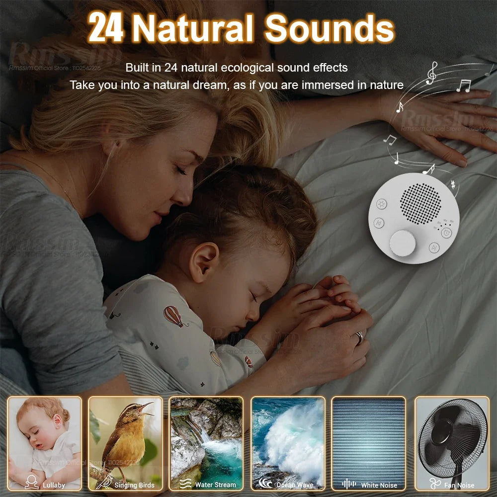 Portable Baby White Noise Machine | 24 Sounds, Night Light & Timer