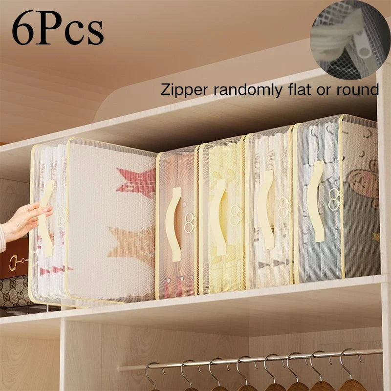 6-Piece Mesh Bedding Storage Bags – Under-Bed Clothes Organizer