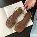 Women's Gladiator Flat Sandals – Open Toe Narrow Band Buckle