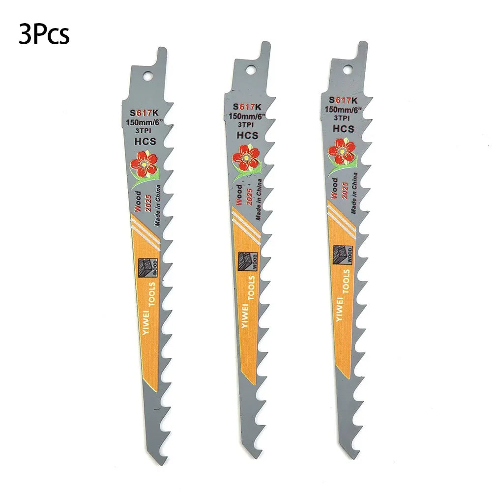 6 Inches 3 TPI HCS Reciprocating Saw Blades Cutting Wood Multi PVC