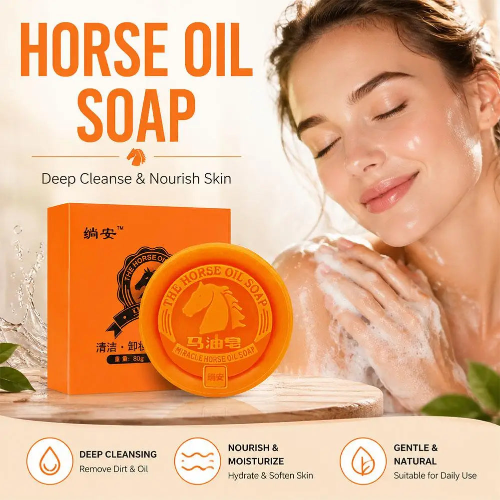 Horse Oil Soap Face Facial Body Moisturizing Cleansing Handmade Bar