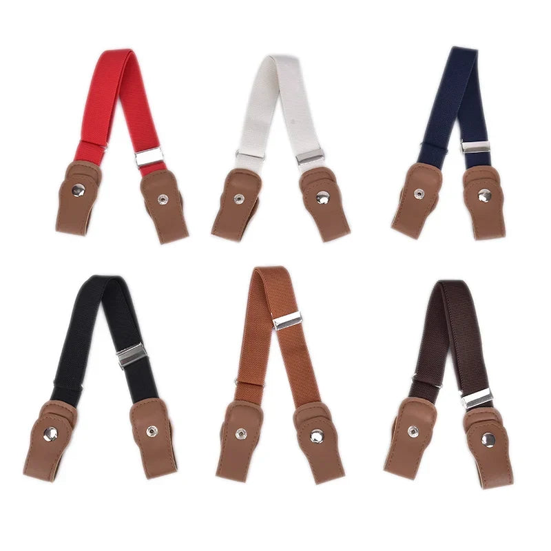 Kids Buckle-Free Stretch Belt – Adjustable Faux Leather Waistband