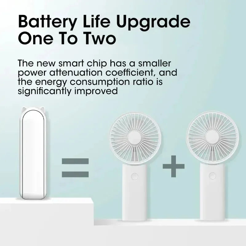 Mini Handheld Folding Fan USB Rechargeable with Power Bank
