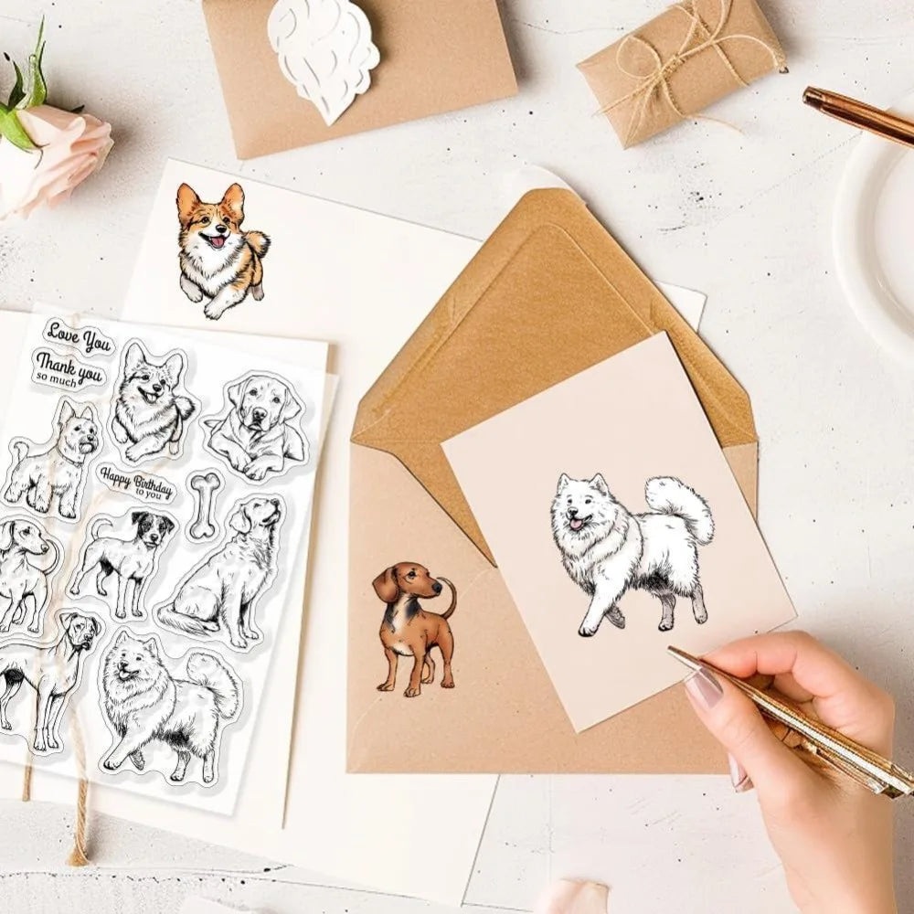 Dog Clear Stamps – Golden Retriever, Corgi & Samoyed Craft