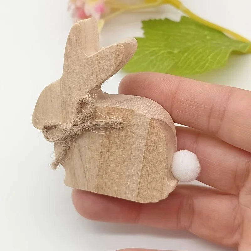 5-Piece Wood Bunny Sculpture Set – Minimalist Rabbit Home Decor