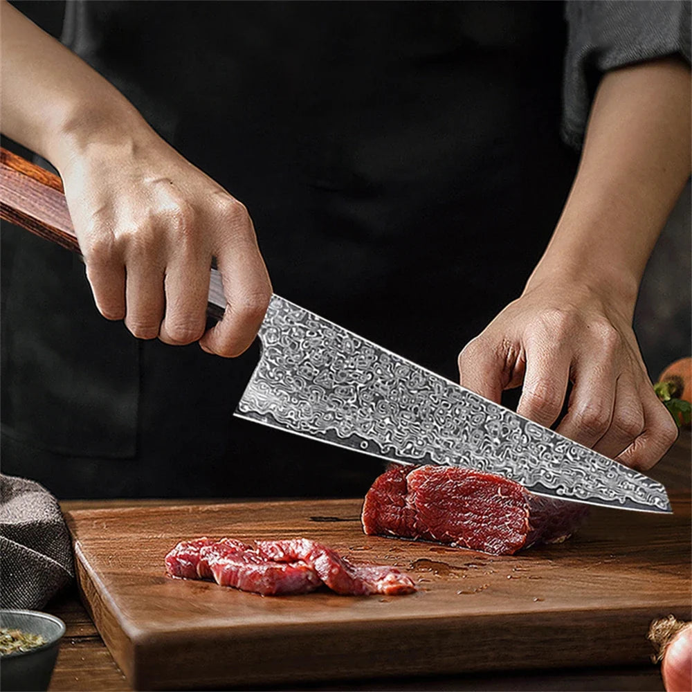 67-Layer Damascus Steel Honesuki Knife – Hand Forged Boning