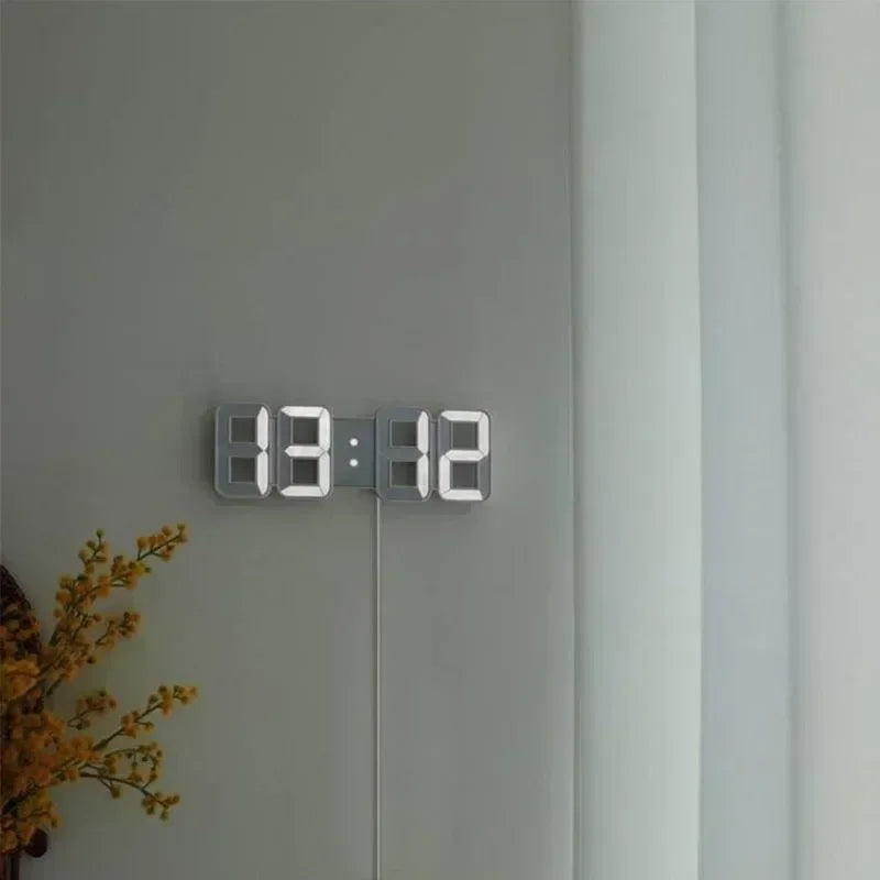 3D LED Digital Wall Clock – Adjustable Brightness & Night Mode
